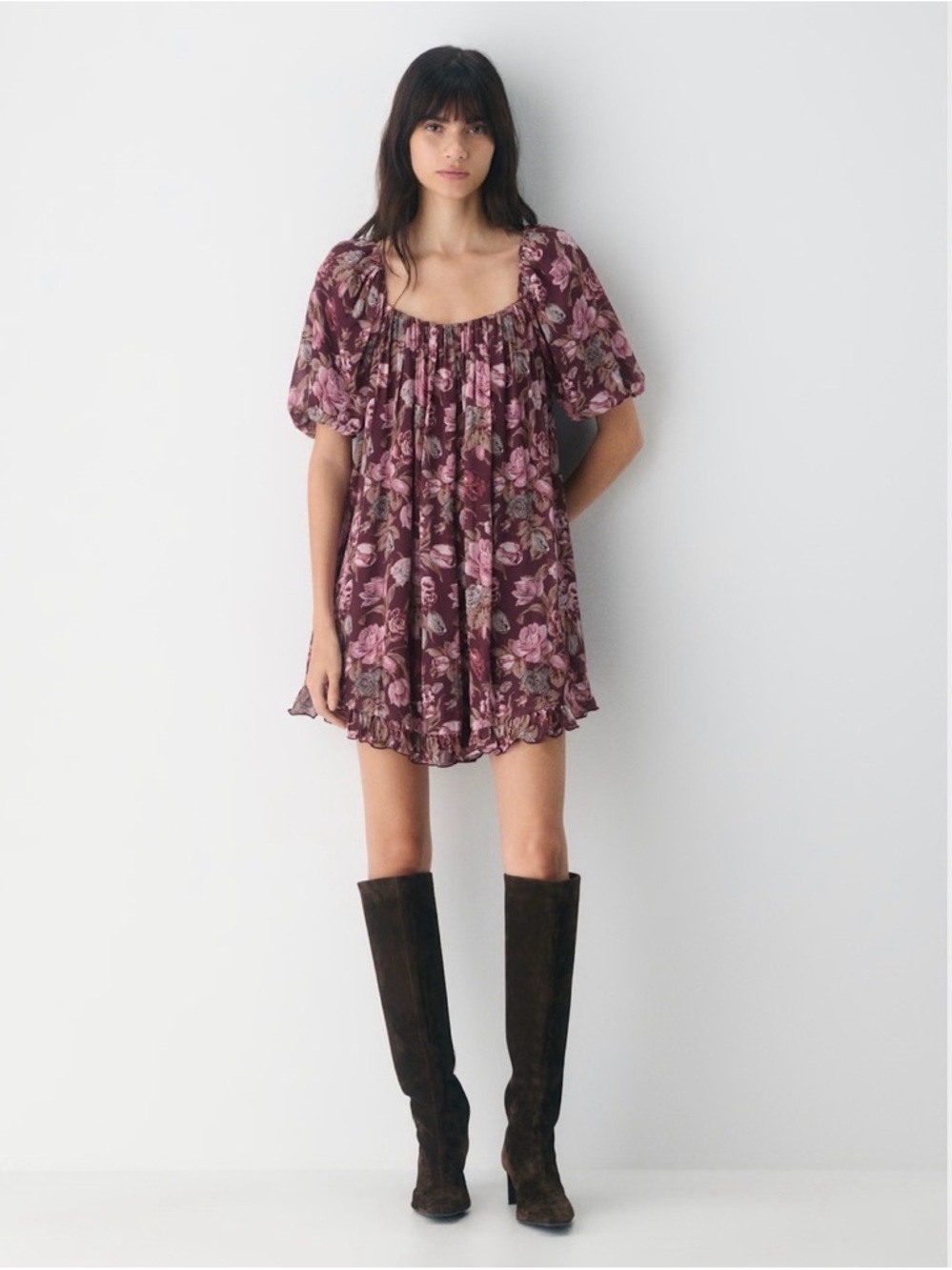 Wilfred Sun set Mini Dress/women’s L/ romantic babydoll silhouette